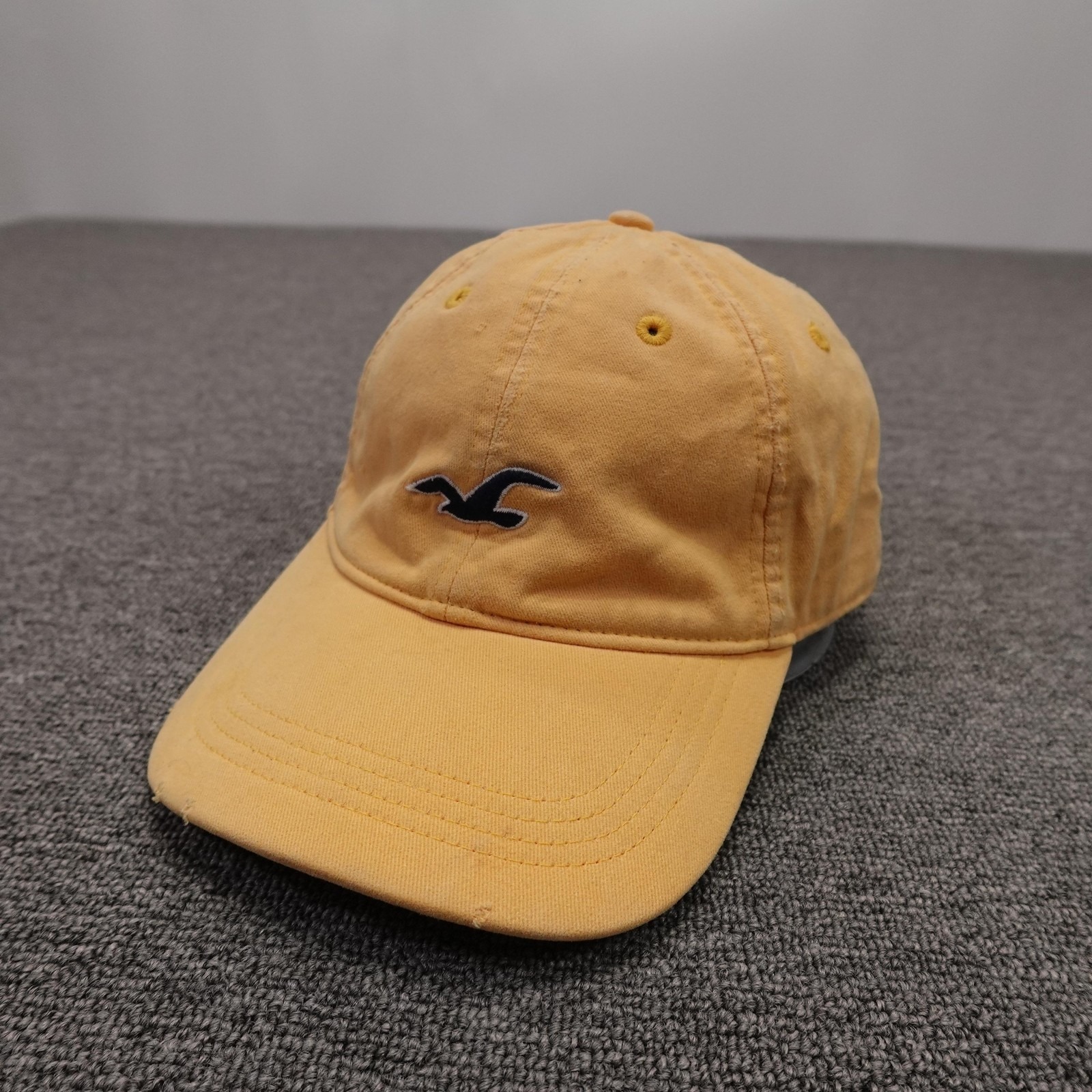 Hollister Hat Cap Strap Back Mens One Size Yellow Twill Baseball Embroidered